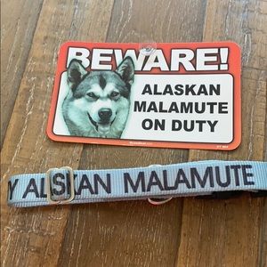 NEW Alaskan Malamute collar & sign
